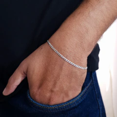 Kit Corrente com Pulseira Grumet Linha Leve 3mm (70cm) Prata Italiana 925 Legítima - loja online