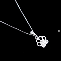 Colar Patinha Dog Cravejado (40cm;45cm;50cm) Prata 925