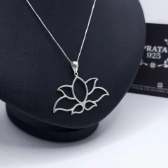 Colar Flor de Lótus (G) (40cm;45cm;50cm) Prata 925 - HOMEM DA PRATA JOIAS