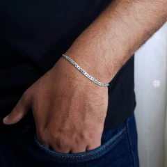 Imagem do Kit Corrente com Pulseira Grumet Escama de Peixe 3.5mm (60cm;70cm) Prata Italiana 925 Legítima