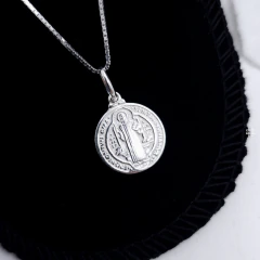 Kit Corrente Veneziana com Medalha São Bento (60cm;70cm) Prata Italiana 925 na internet