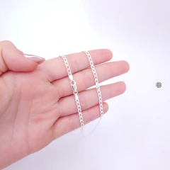 Kit Corrente com Pulseira Grumet Linha Leve 3mm (70cm) Prata Italiana 925 Legítima