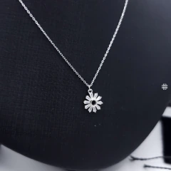 Colar Flor (40cm com Extensor) Prata 925 - HOMEM DA PRATA JOIAS