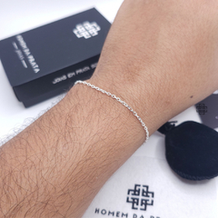 Pulseira Cadeado 1.5mm (20cm) 1.5g Prata Italiana 925 - HOMEM DA PRATA JOIAS