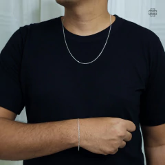 Kit Corrente com Pulseira Cadeado 1.5mm (60cm) Prata Italiana 925 na internet