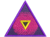 Patch bordado triangular da banda Coldplay, com cores vibrantes e design moderno.