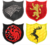 Kit 4 patches bordados 7cm casas Game of Thrones