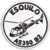 Patch bordado do helicóptero Esquilo AS350B2 com detalhes em preto sobre fundo branco, medindo 7cm.