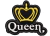 Patch bordado com a coroa e o nome Queen, medindo 6x5cm.