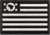 Patch bordado da bandeira de São Paulo em preto e branco, medindo 7x5cm, com estrelas e detalhes em relevo.