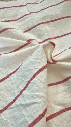 Tusor rayado Off white- Rayas rojas