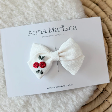 Laço Clarinha Linho Bordado - Off-white - comprar online