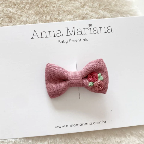 Laço Mariana Linho Bordado - Rosa escuro - comprar online