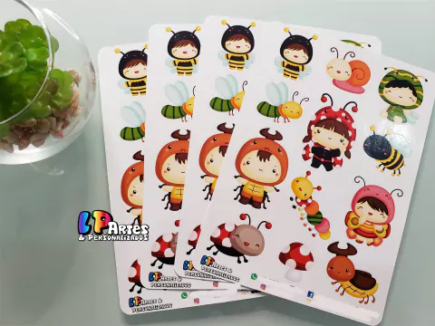 Cartela de Adesivos Insetos