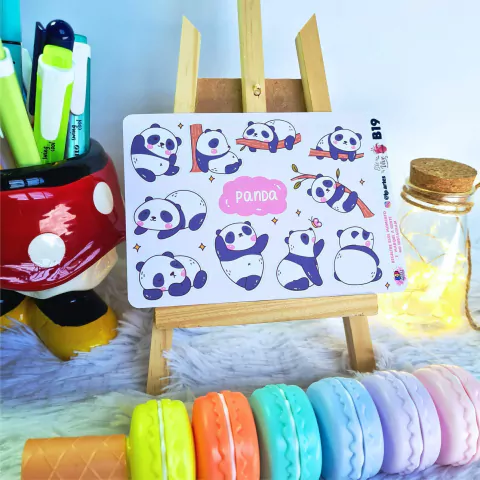 Cartela de Adesivos Panda