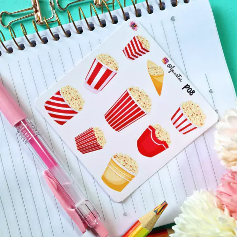 Cartela de Adesivos Pipoca