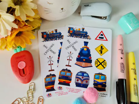 Cartela de Adesivos Trens