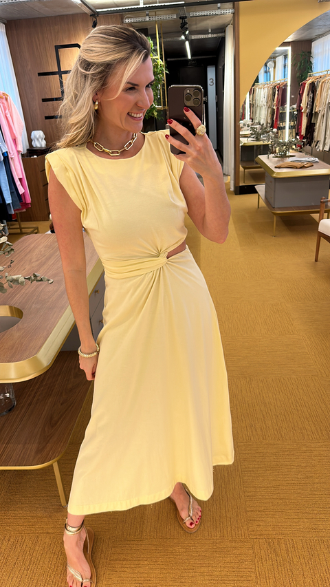 Vestido amarelo manteiga Olivia - comprar online