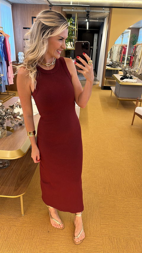 Vestido canelado premium bordo - comprar online
