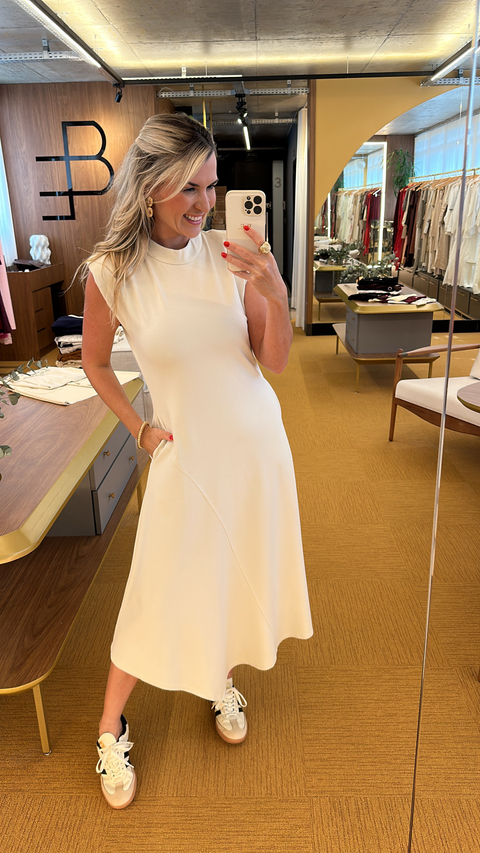 Vestido ponto roma areia Erika - comprar online