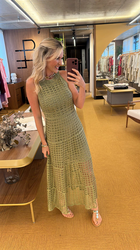 Vestido verde oliva tricot Iara