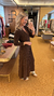 Vestido plissado tricot marrom Brigitte - loja online