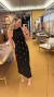 Vestido canelado premium preto com aplicação