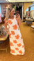 Vestido floral bordado off com laranja - loja online