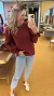 Blusa em tricot marsala flor - comprar online