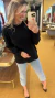 Blusa em tricot preta flor - comprar online