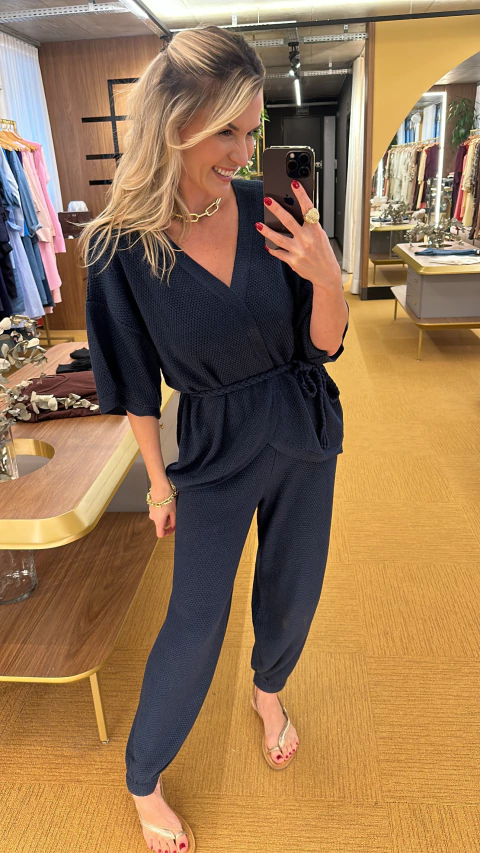 Conjunto tricot marinho Laila - comprar online