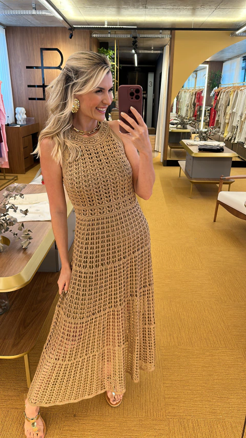 Vestido em tricot Iara nude