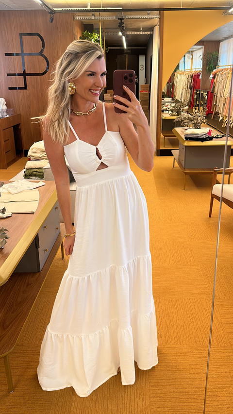 Vestido em crepe branco