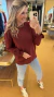 Blusa em tricot marsala flor na internet