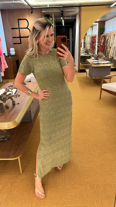 Vestido tricot verde oliva Marilia