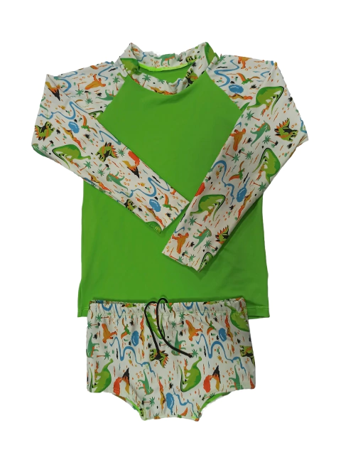 Imagem do Conjunto infantil proteção UV menino - camiseta raglan e sunga boxer 0 a 16 anos