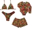 Kit praia mãe e filha - Biquíni cortininha, calcinha fio dobrado e short + maiô infantil manga longa