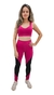 Conjunto fitness top alça larga e calça legging zero transparência com detalhe de tela