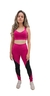 Conjunto fitness top alça larga e calça legging zero transparência com detalhe de tela - comprar online
