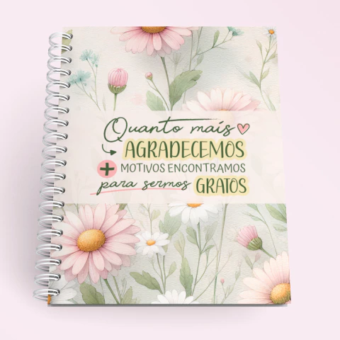 Caderno Personalizado A5 - Da Gratidão Floral - 200 Páginas - 15,5x21,5cm - comprar online