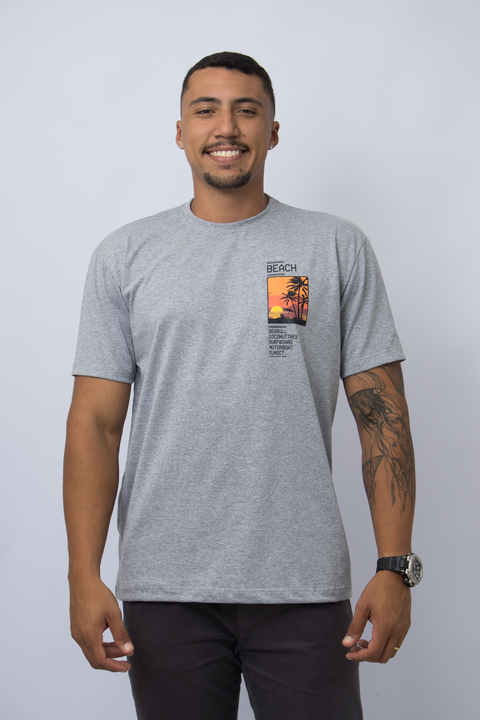 Camiseta Masculina Beach - Cinza Mescla