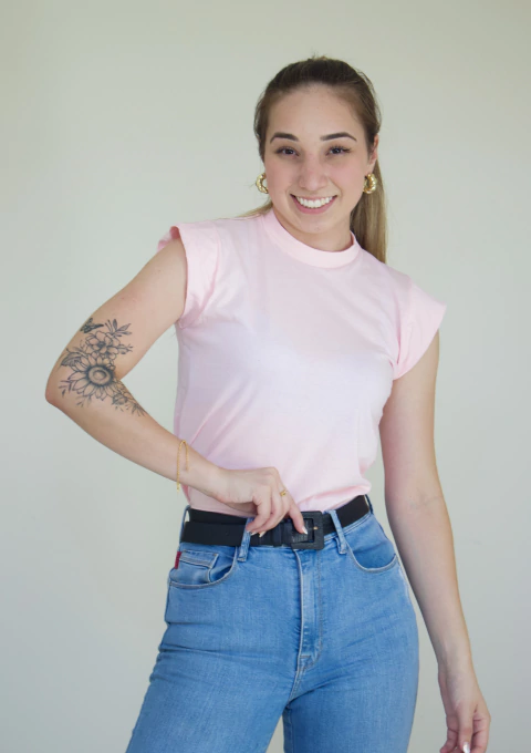 Muscle Tee Rosa Bebê