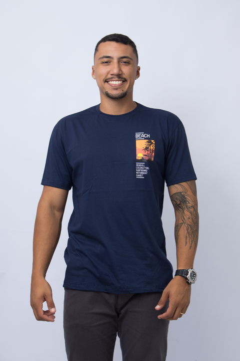 Camiseta Masculina Beach - Azul Marinho