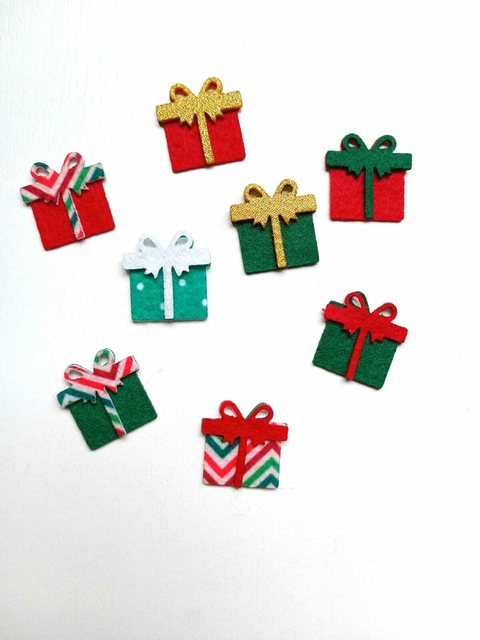 Aplique presentes de natal em feltro - 10 unidades
