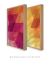 Quadros Decorativos Abstratos Rosa e Amarelo - Composição com 2 Quadros