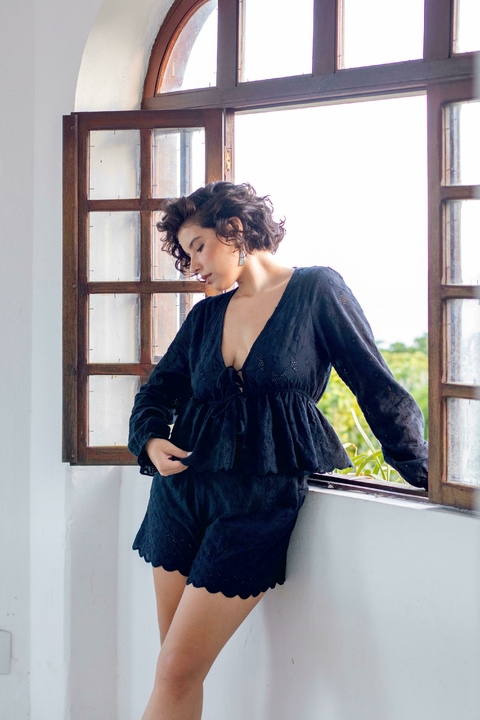 Short Clochard Renda Preto