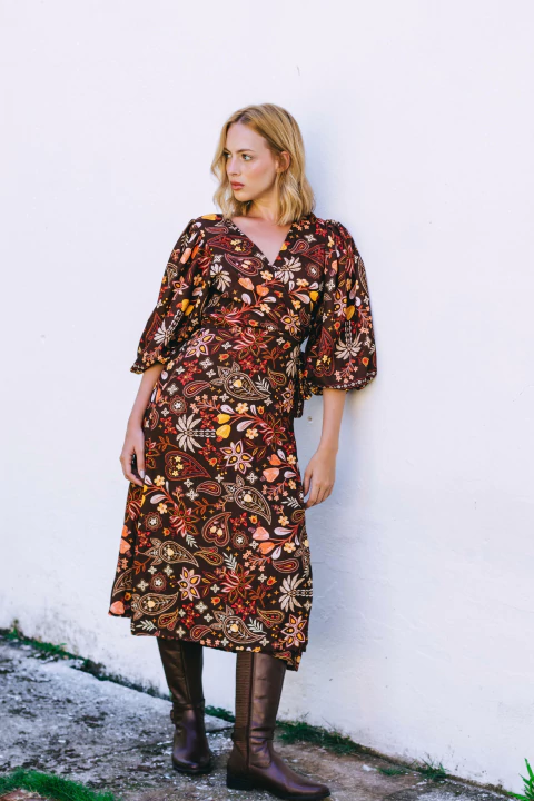 Vestido Mangas Bufantes Mama Boho