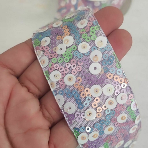 Fita especial paetê lilás 38mm