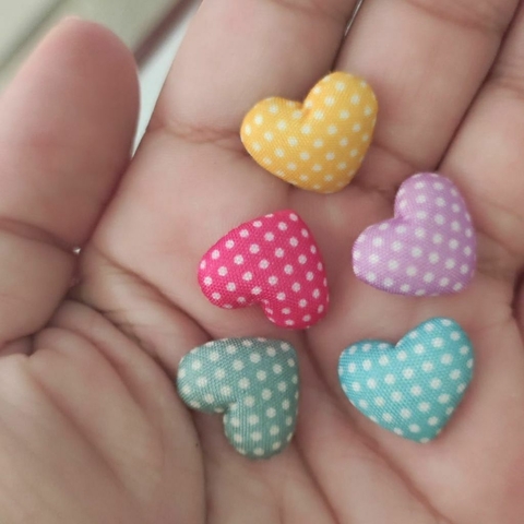 Aplique de tecido coração xadrez - pct com 5