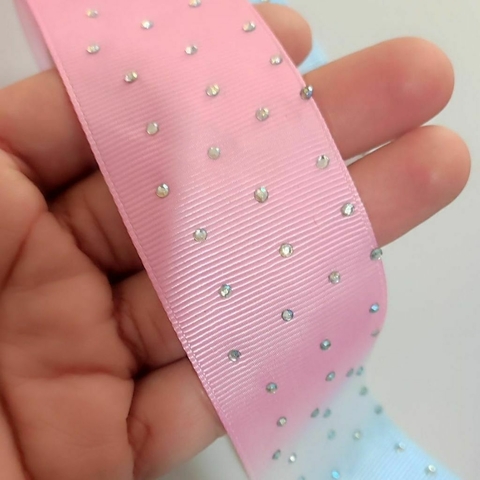 Fita tie dye com strass - metro